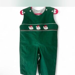 Green Kids Overalls with Santa Design